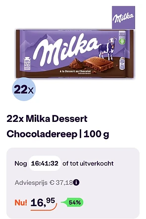 22x Milka dessert chocoladereep 100 g -54% op ibood.com