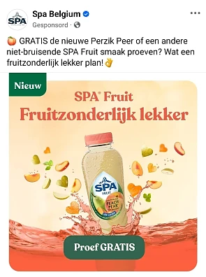 GRATIS 1 flesje (40cl) SPA Fruit niet-bruisend