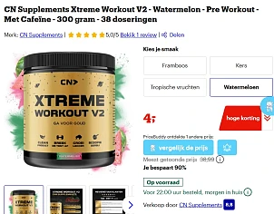 Cn Supplements Xtreme Workout V2 - keuze tussen watermeloen, framboos, kers en tropische vruchten