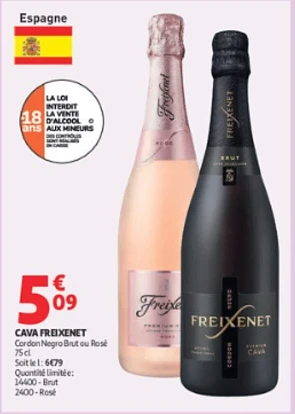 Freixenet Cava €5,09/fles bij Auchan Roncq