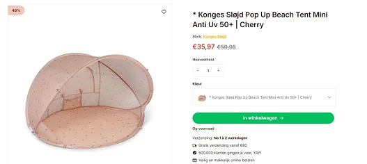 -40% op Anti-UV strandtentjes 💛 Konges Sløjd