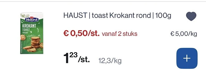 Haust toast krokant rond 100 gram -60%