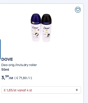 Dove deo 50% goedkoper