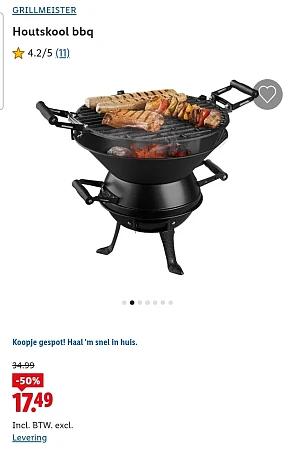 Houtskool bbq GRILLMEISTER -50% bij Lidl
