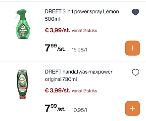 Dreft afwasmiddel en Dreft spray -50%