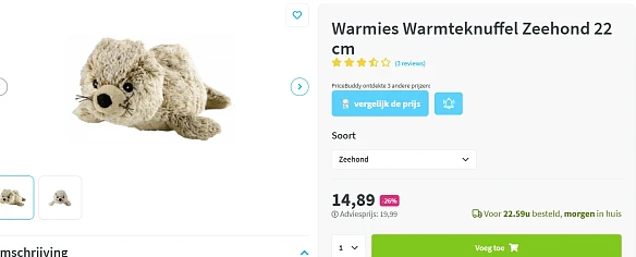 Tot -34% op warmteknuffels bij Plein
