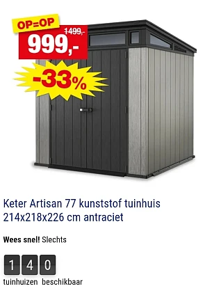 Tijdelijk aanbod: Keter tuinberging tot -33% bij Hubo