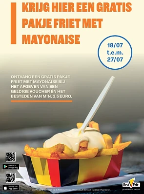 Gratis frietjes + mayonaise bij aankoop van 3,5 euro