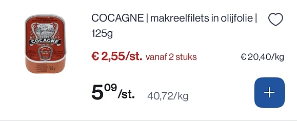 Cocagne makreelfilets in olijfolie 125 gram -50%