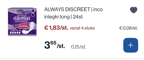 Always discreet inlegkruisjes long 24 stuks -50%