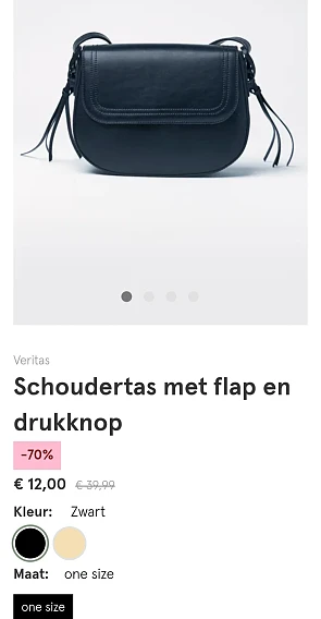 Schoudertas met flap en drukknop tot -70% op veritas.be