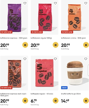 Koffiebonen 2e halve prijs