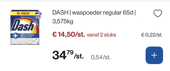 Dash waspoeder regular 65 d 3,575 kg -58%