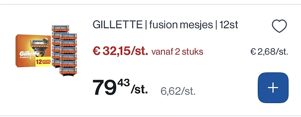 Gillette fusion mesjes 12 stuks -60%