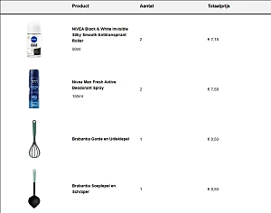 4 Nivea deo's + 2 Brabantia keukenhulpjes voor €7,38 bij kruidvat