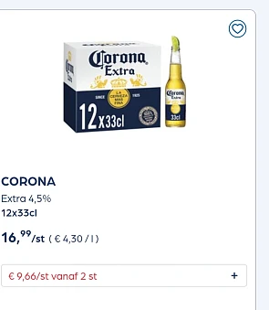 Corona extra 4,5% 12x33cl in promo