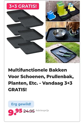 Multifunctionele bakken voor schoenen, planten, etc. Vandaag 3+3 gratis. -60% bij voordeelvanger.nl