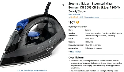 stoomstrijkijzer bij amazon