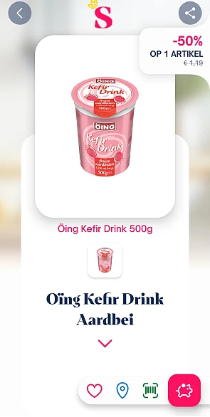 -50% oïng kefir drink aardbei 500g