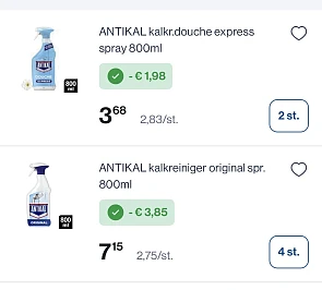 Antikal kalkreiniger -35% korting bovenop reactie Carrefour
