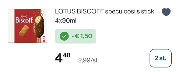Lotus biscoff speculoosijs stick 4x90 ml -25% bovenop reactie Albert Heijn