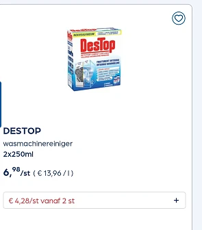 DESTOP wasmachinereiniger 2x250ml in promo