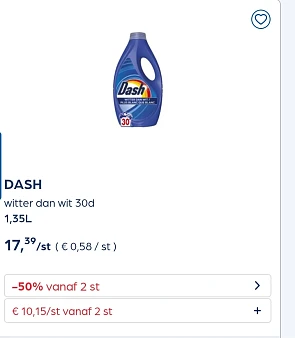 Dash vloeibaar en pods -50% extra