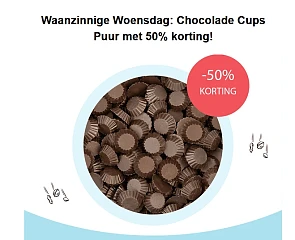 50% korting op chocolade cups bij de Notenshop