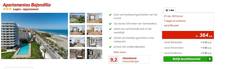 Zin in winterzon? Voor 364€ pp boek je nu vlucht + hotel in Spanje in een prima hotel