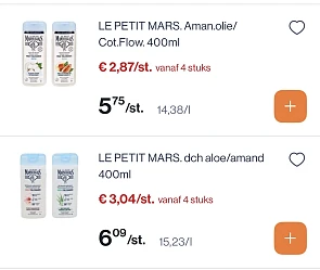 Le petit marseillais -50% reactie Delhaize 2+2