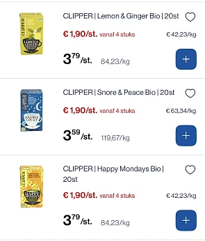 Clipper thee -50% reactie Carrefour 2+2