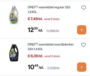 Dreft wasmiddel in promo reactie Delhaize 2 de -80%