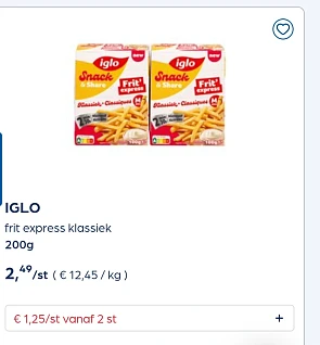 IGLO frit express klassiek 200g -50%