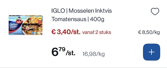 Iglo mosselen-inktvis tomatensaus 400 gram -50%