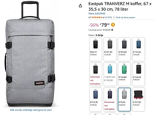 eastpak reiskoffer bij amazon