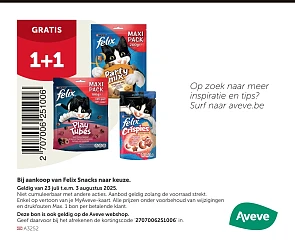Alle Felix kattensnacks 1+1 gratis