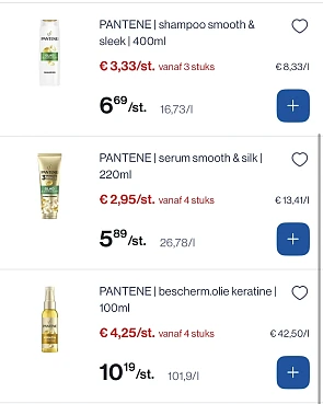 Verschillende Pantene in promo reactie op Delhaize en Kruidvat