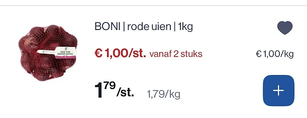 Boni Rode uien 1 kg -44% reactie op Lidl