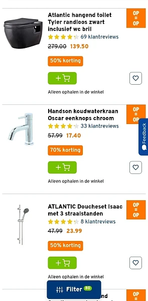 Sanitair outlet tot -70% bij GAMMA