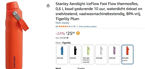 Stanley Aerolight IceFlow Fast Flow thermosfles, 0,6 (25,80 of 15,80)