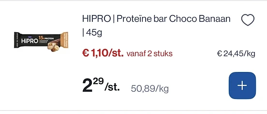 Hipro proteïne bar -50% reactie Albert Heijn