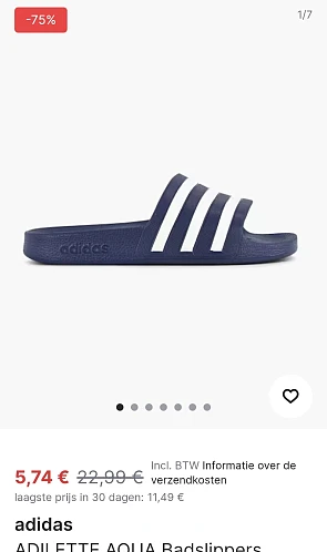 Adidas ADILETTE AQUA Badslippers -75% oo vanharen.be