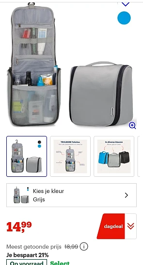 Toilettas met haak -21% op bol.com