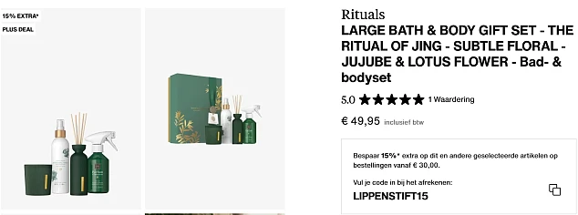 -15% op Rituals verzorging bij Zalando