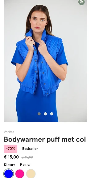 Bodywarmer puff met col -75% op veritas.be