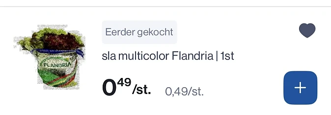 Salade kropsla en tricolor flandria 0,49€/stuk reactie Albert Heijn