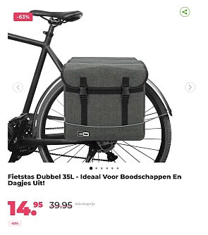 Dubbele fietstas -63%