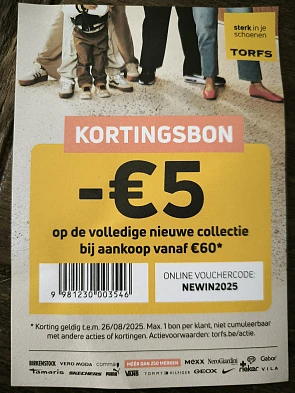 5€ korting bij Torfs