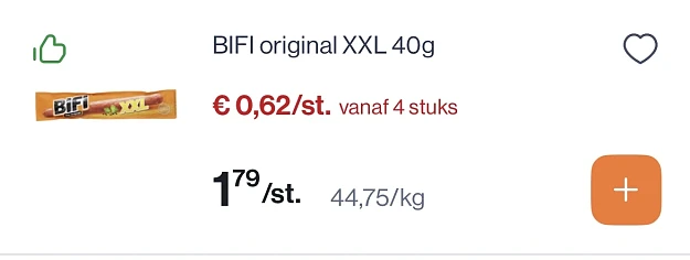 Bifi original XXL 40 gram goedkoper reactie Kruidvat