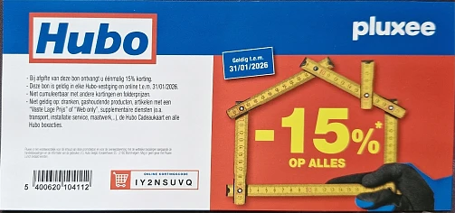 -15% t.e.m. 31/01/2026 bij Hubo